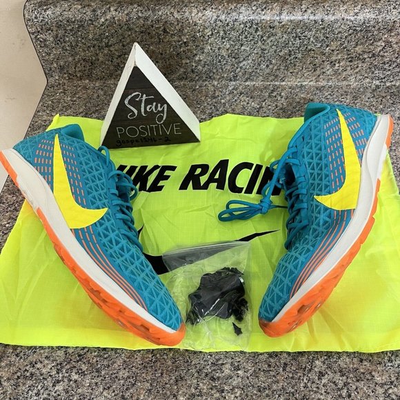 Nike Zoom Rival XC Oracle Aqua/Yellow/Orange Track Spikes/Bag AJ0851-300 Size 10 - Picture 1 of 9